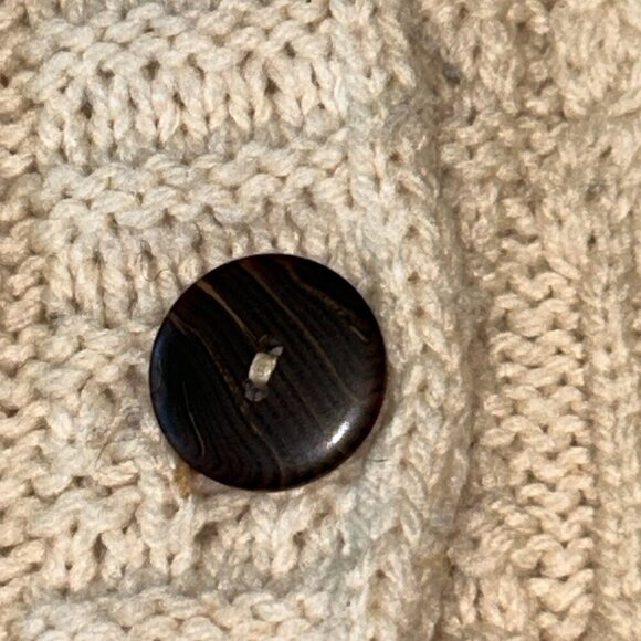 Kilronan Knitwear 100% Irish Merino Wool Button Sweater 3/4 Sleeves Cream Size M - Picture 4 of 16
